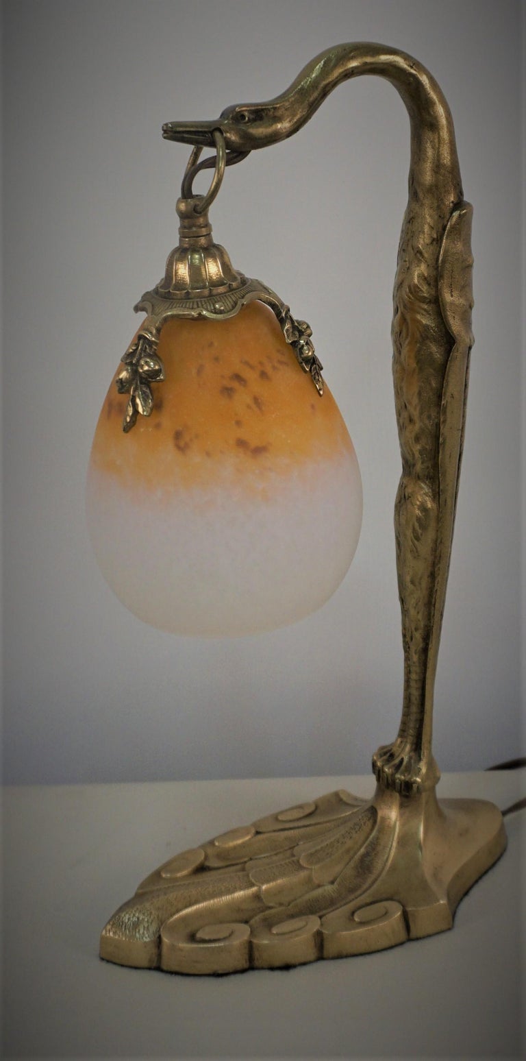 Charles Ranc Bronze and Art Glass Table Lamp at 1stDibs