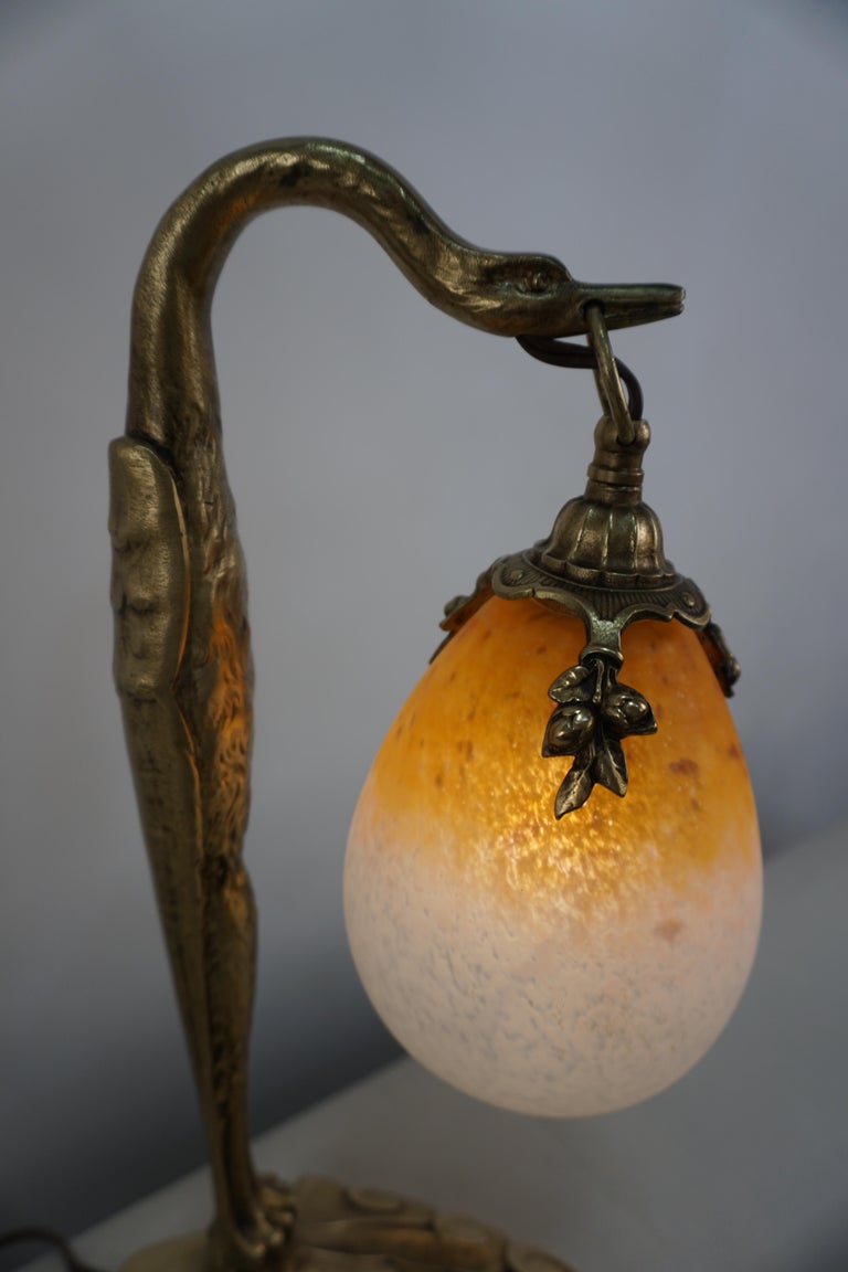 Charles Ranc Bronze and Art Glass Table Lamp at 1stDibs