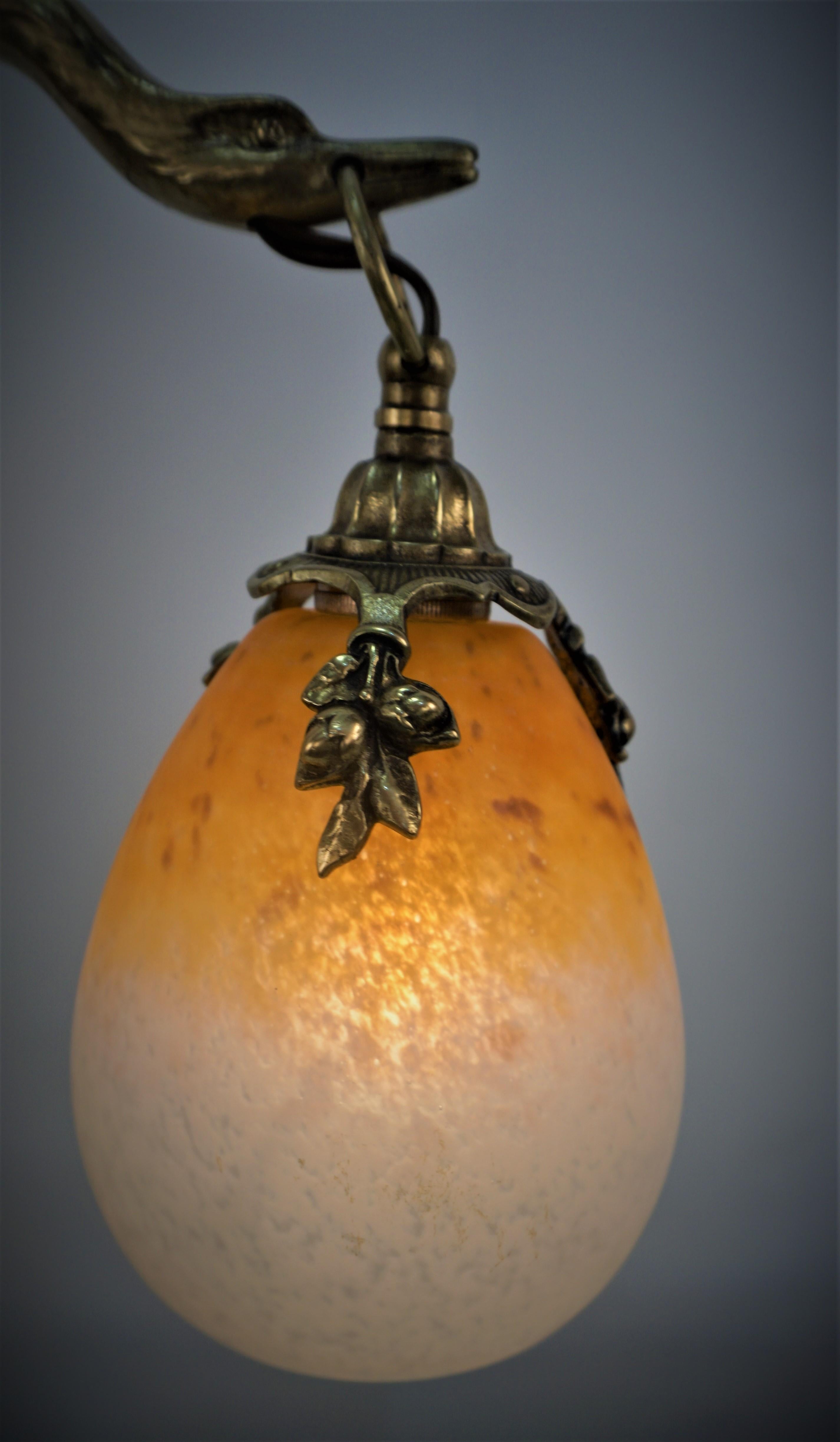 Charles Ranc Bronze and Art Glass Table Lamp 1
