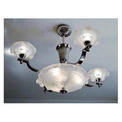 Charles Ranc French Art Deco Modernist Chandelier, 1930