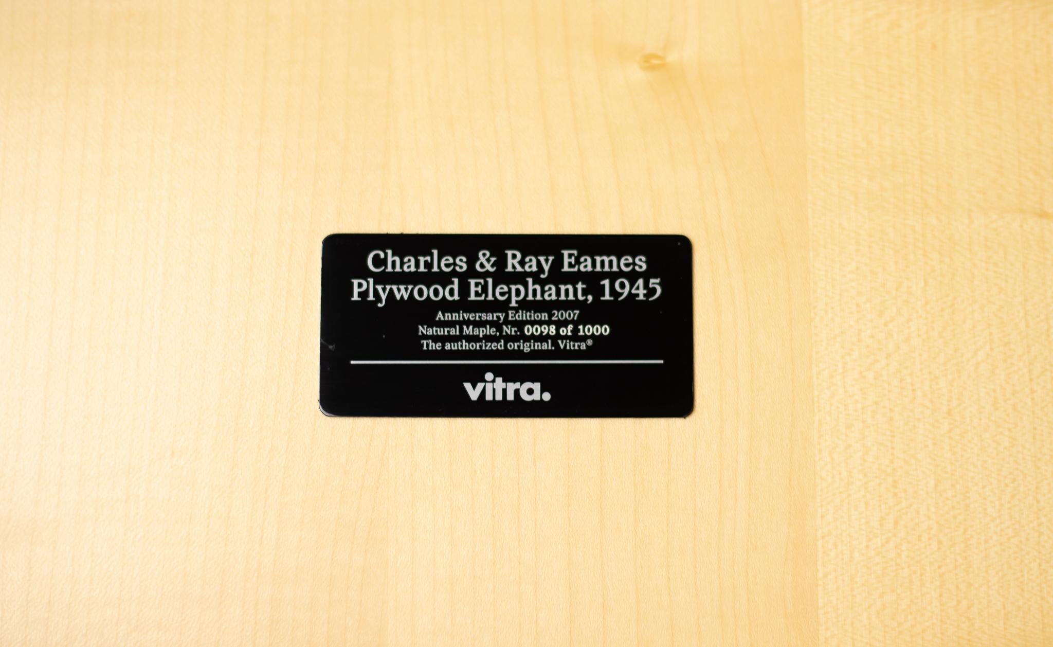Charles & Ray Eames Anniversary Limited Edition Plywood Elephant In Excellent Condition In Dronten, NL
