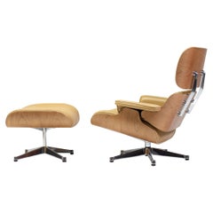 Charles & Ray Eames Caramel Natural Leather 670/671 Lounge Chair and Ottoman, XL