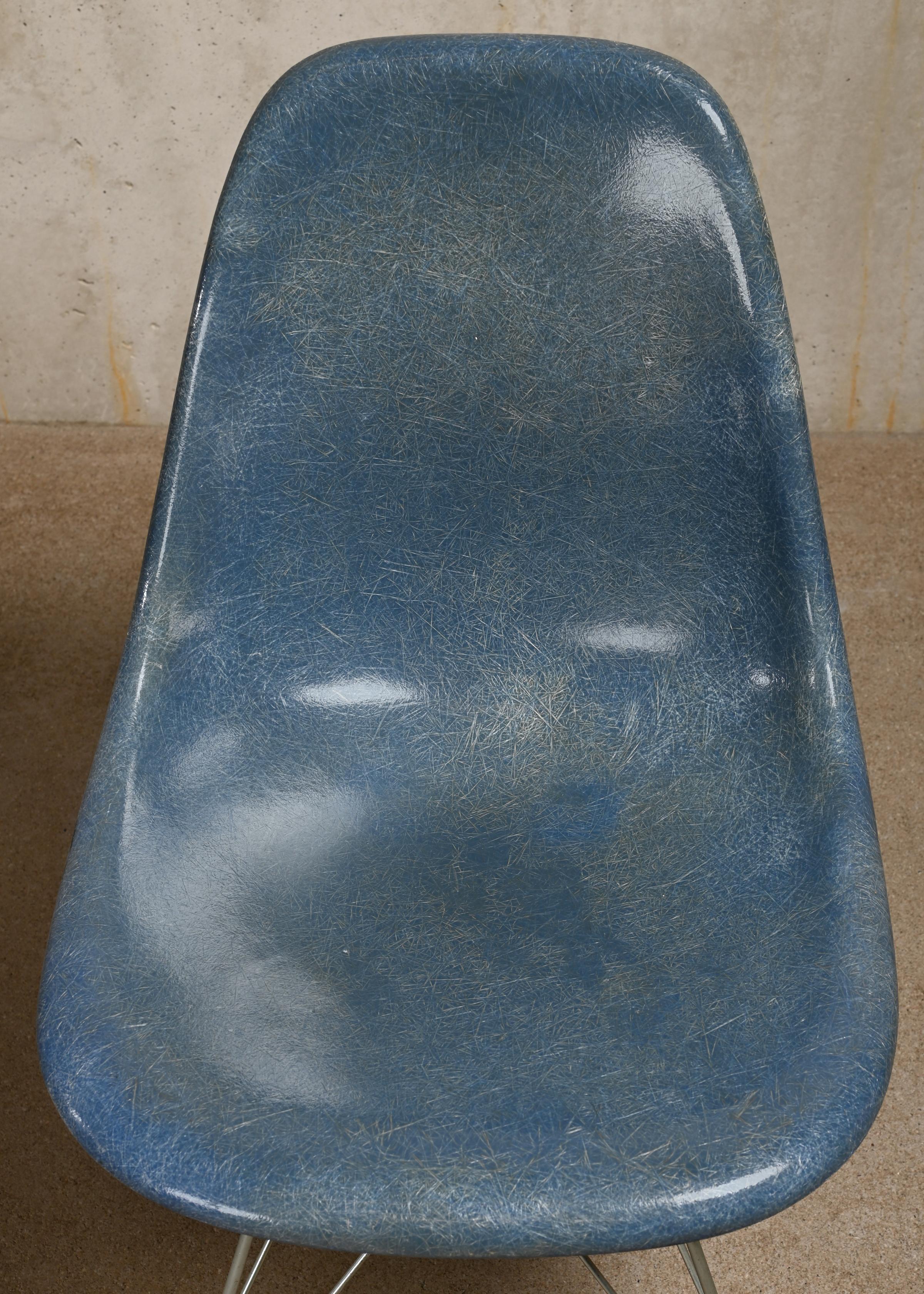 Charles & Ray Eames DSR side chair Medium Blue fiberglass for Herman Miller 3