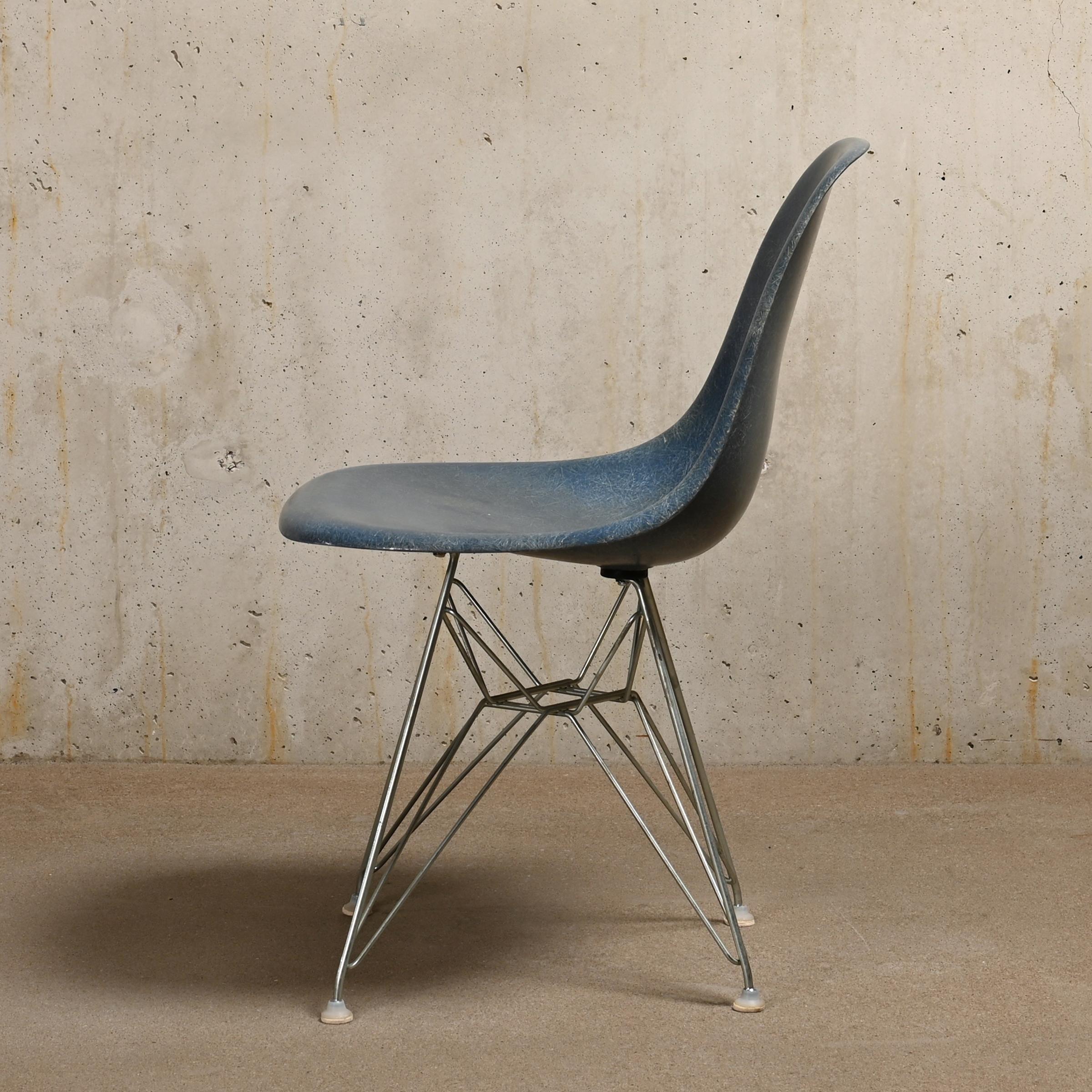 Mid-20th Century Charles & Ray Eames DSR side chair Medium Blue fiberglass for Herman Miller