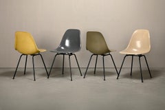 Charles & Ray Eames DSX Fiberglass Side Chairs multicolor set for Herman Miller
