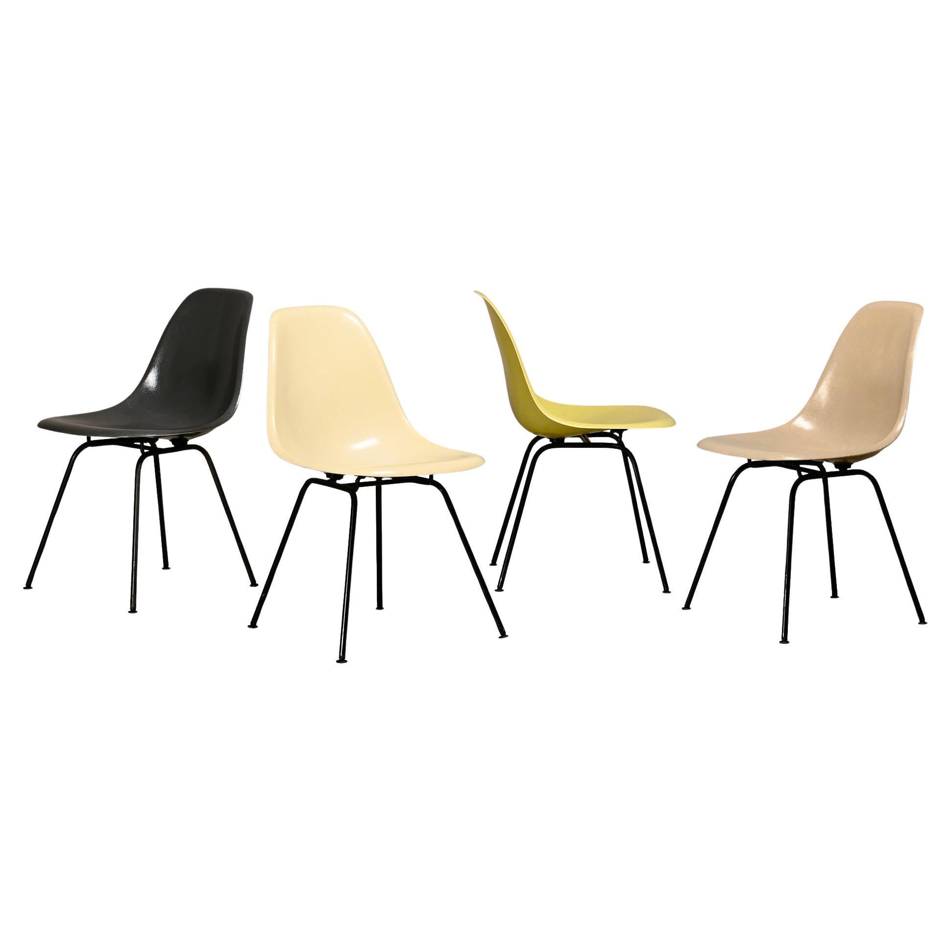 Charles & Ray Eames DSX Fiberglass Side Chairs multicolor set for Herman Miller