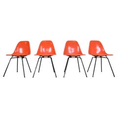 Charles & Ray Eames "DSX" Set of 4 Orange Side Chairs for Herman Miller, 1960