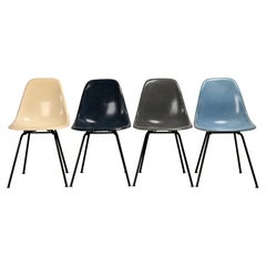 Vintage Charles & Ray Eames DSX Side Chair Blue Multicolor Set for Herman Miller