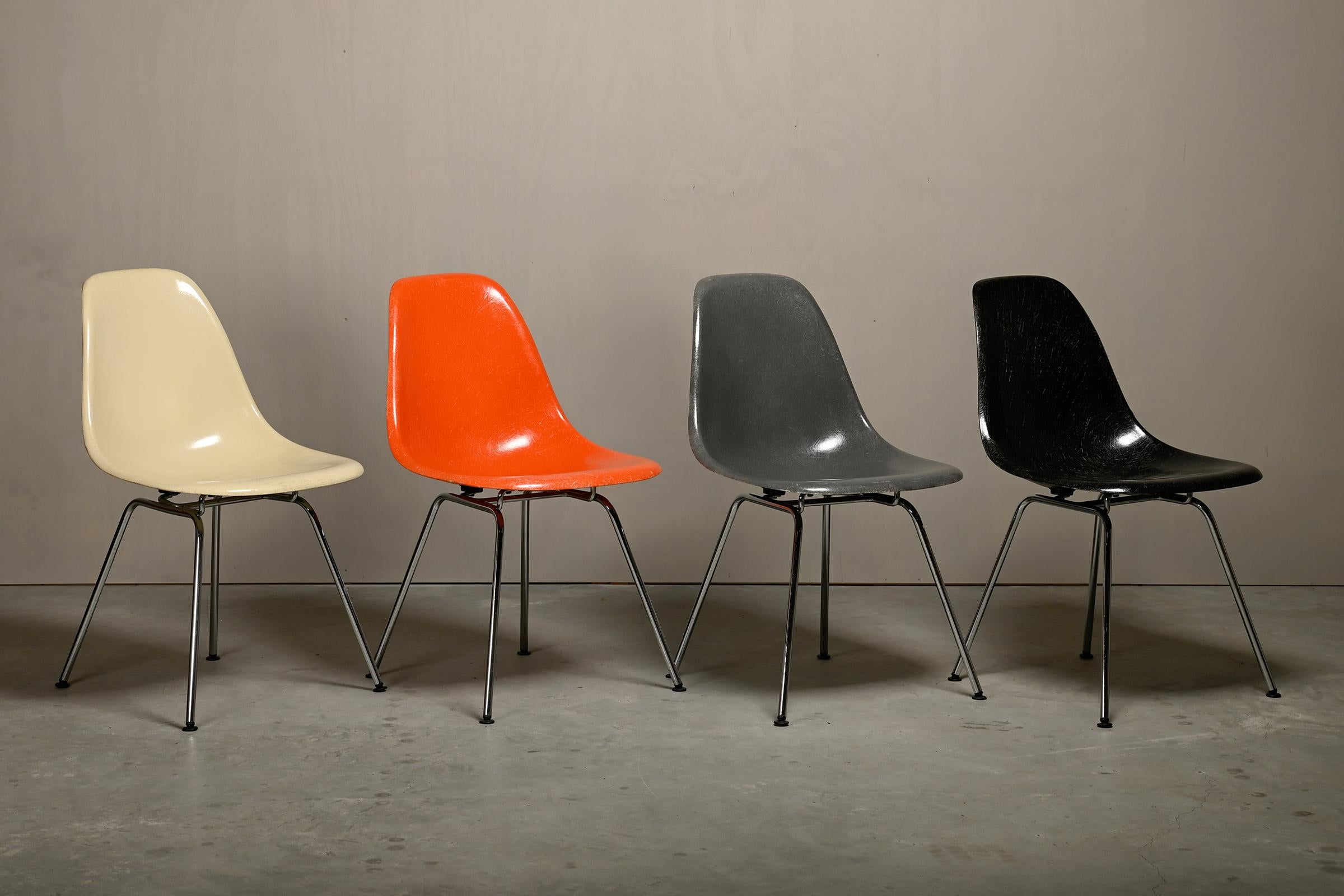 Mid-Century Modern Charles & Ray Eames DSX Side Chair Multicolor Set for Herman Miller and Vitra