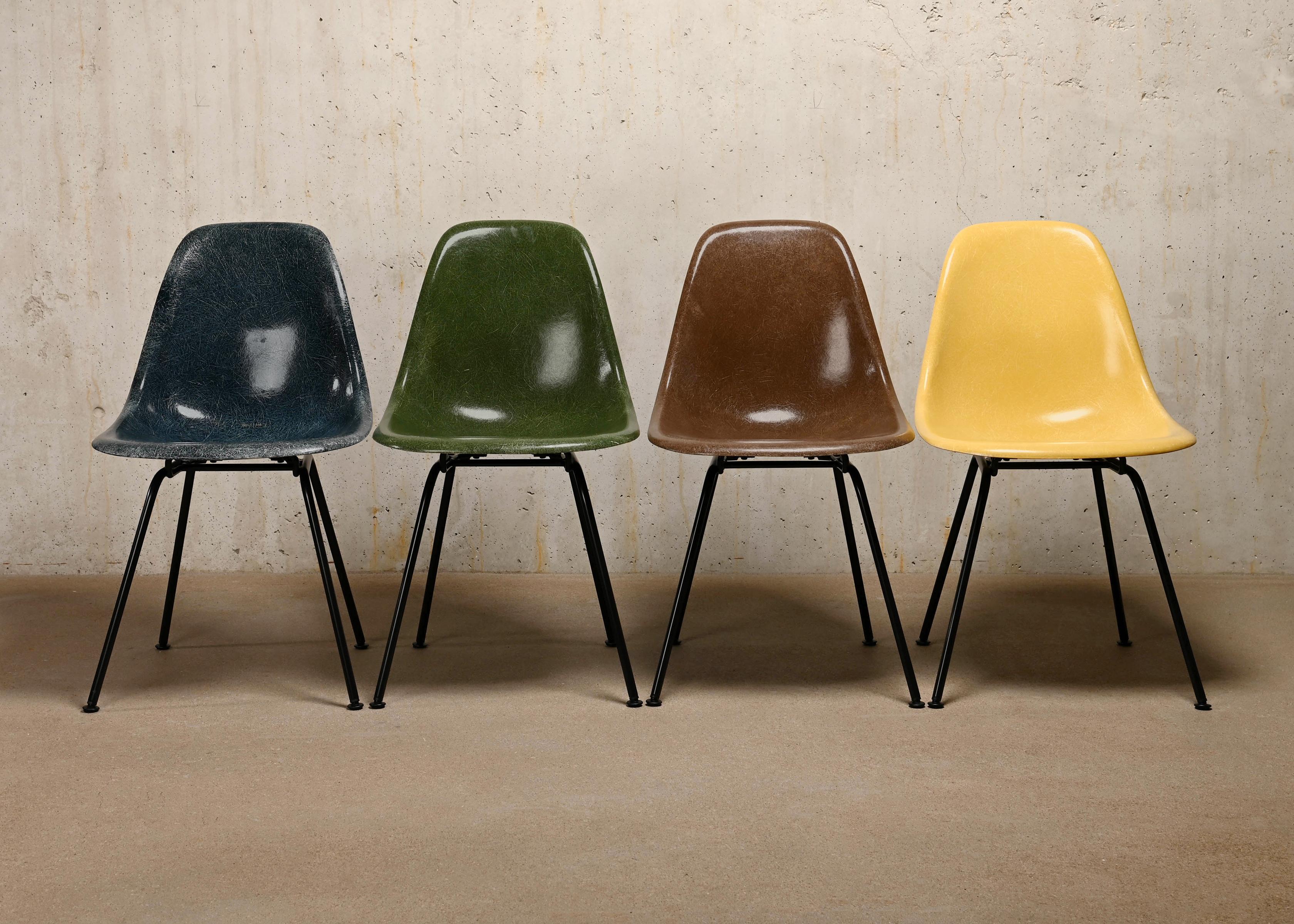 Mid-Century Modern Charles & Ray Eames DSX Side Chair Multicolor Set for Herman Miller