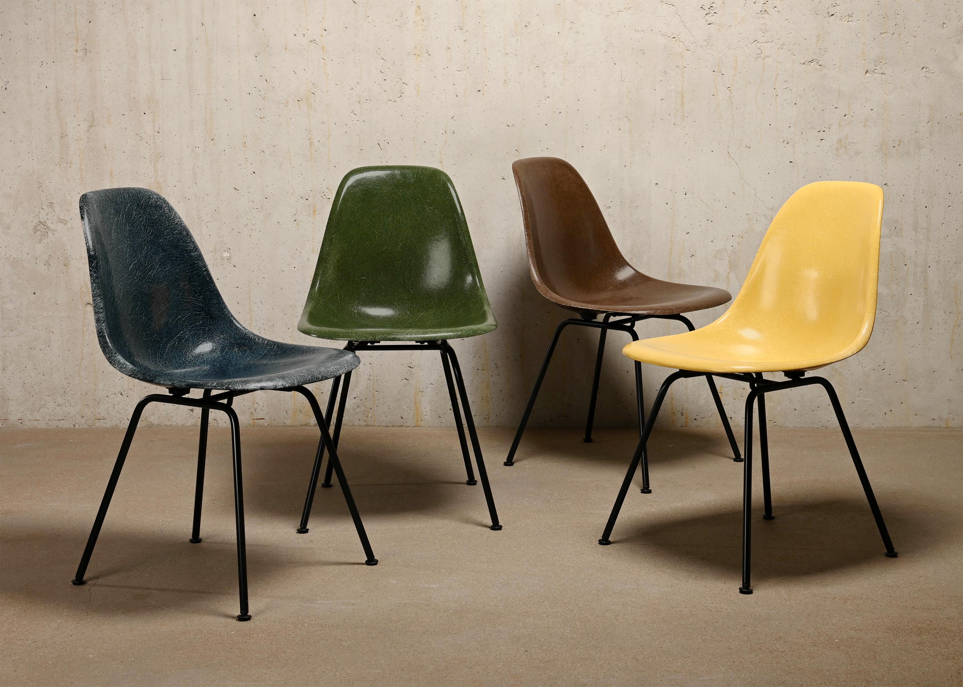 Powder-Coated Charles & Ray Eames DSX Side Chair Multicolor Set for Herman Miller