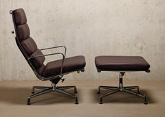 Charles & Ray Eames EA222 Lounge Chair and EA223 Ottoman in Plume Leather, Vitra