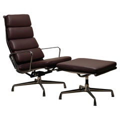 Charles & Ray Eames EA222 Lounge Chair and EA223 Ottoman in Plume Leather, Vitra