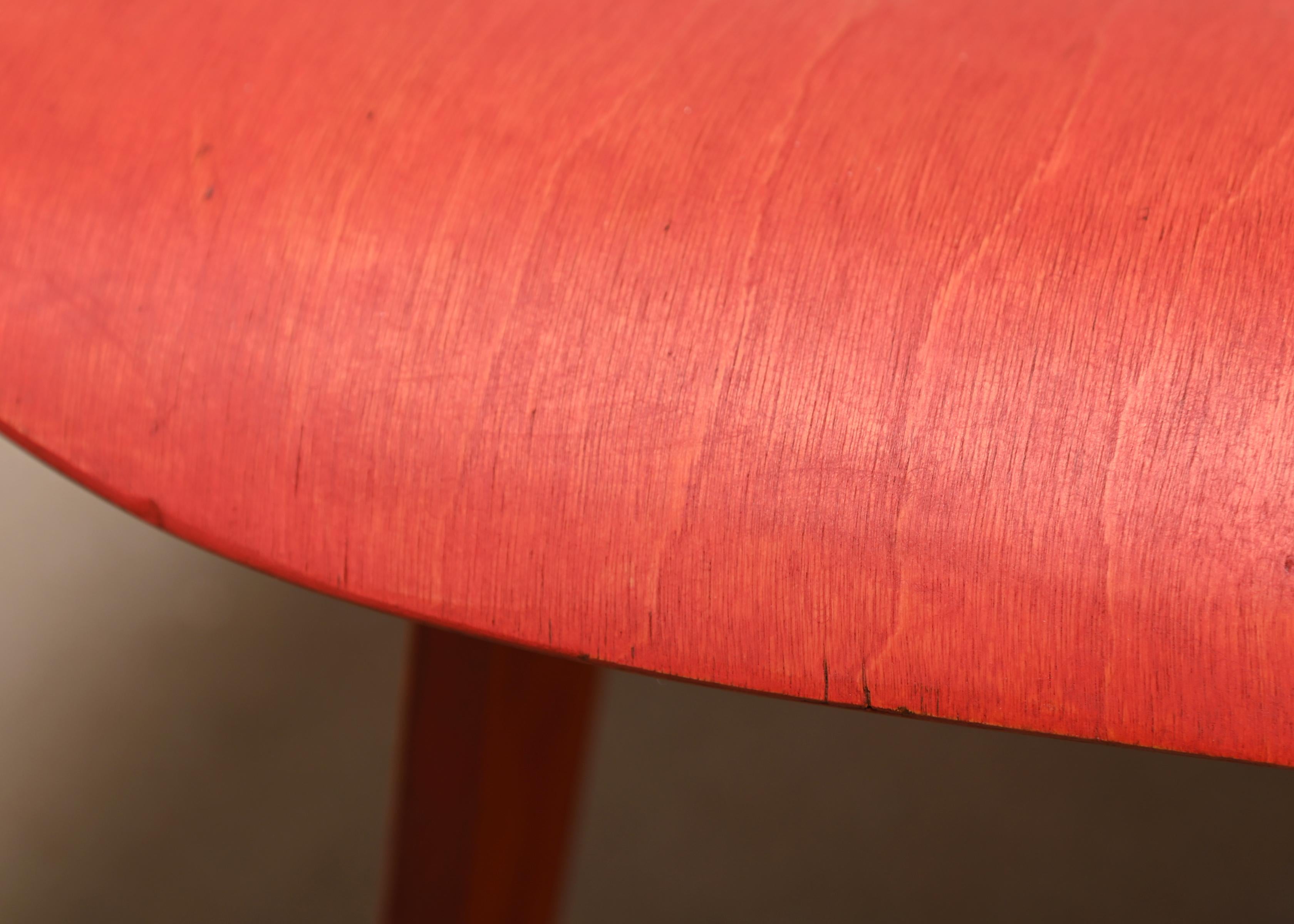 Charles & Ray Eames fauteuil de salon vintage LCW rouge en aniline pour Herman Miller 3