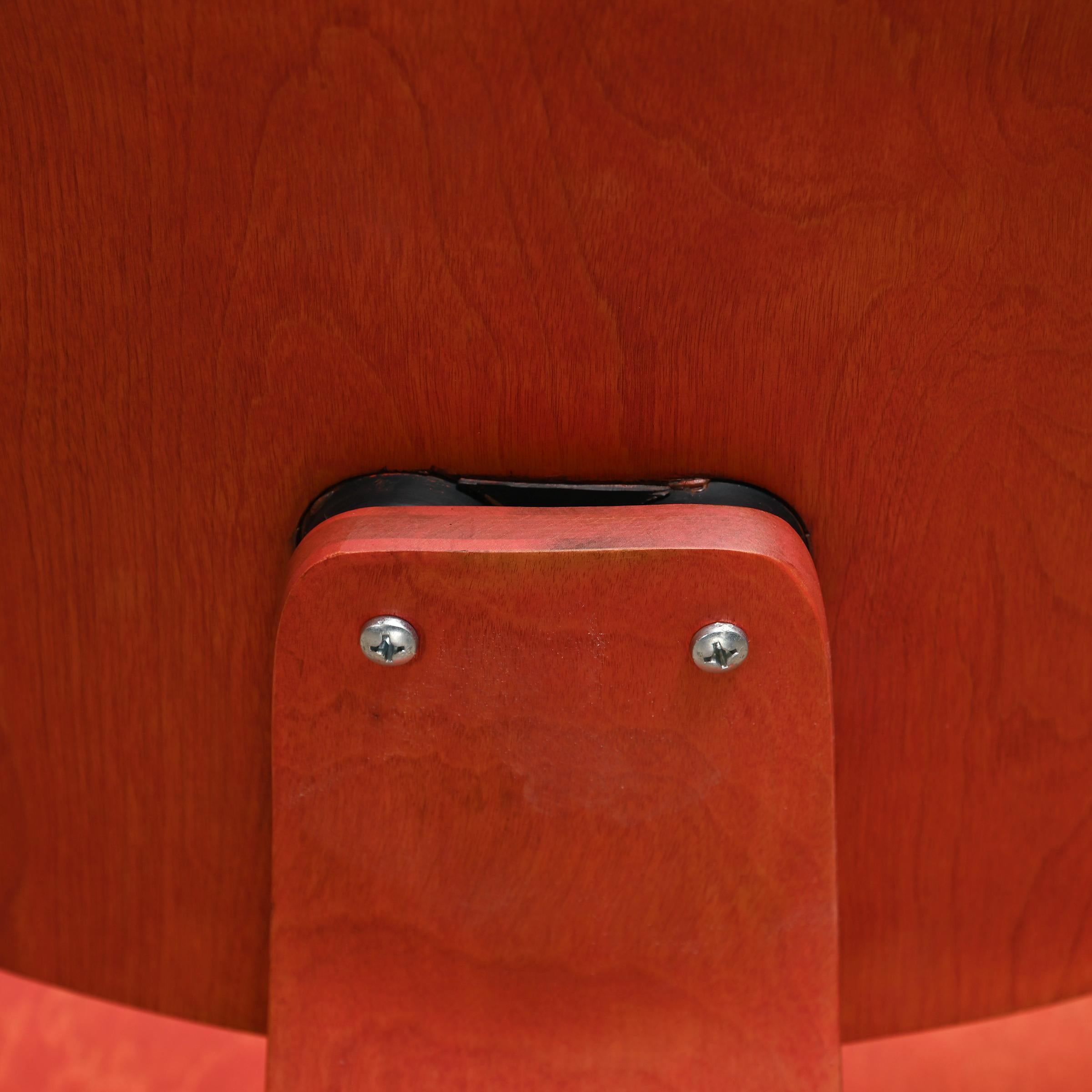 Charles & Ray Eames early vintage LCW Aniline Red Lounge Chair for Herman Miller 2