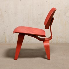 Charles & Ray Eames early vintage LCW Aniline Red Lounge Chair for Herman Miller