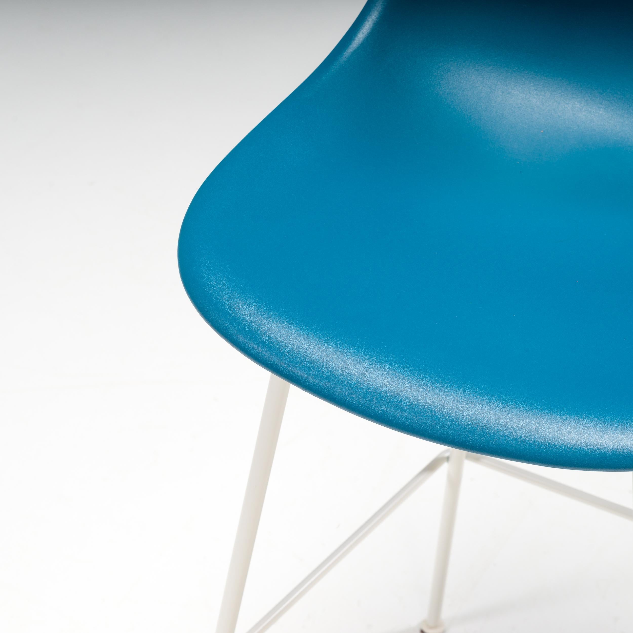 Charles & Ray Eames for Herman Miller Blue Moulded Plastic Stools, Set of 6 5