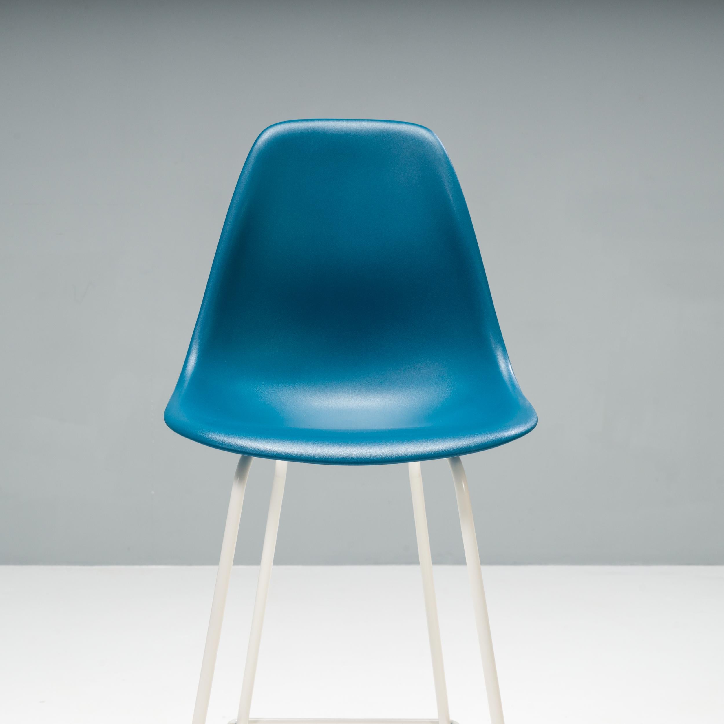 Charles & Ray Eames for Herman Miller Blue Moulded Plastic Stools, Set of 6 1
