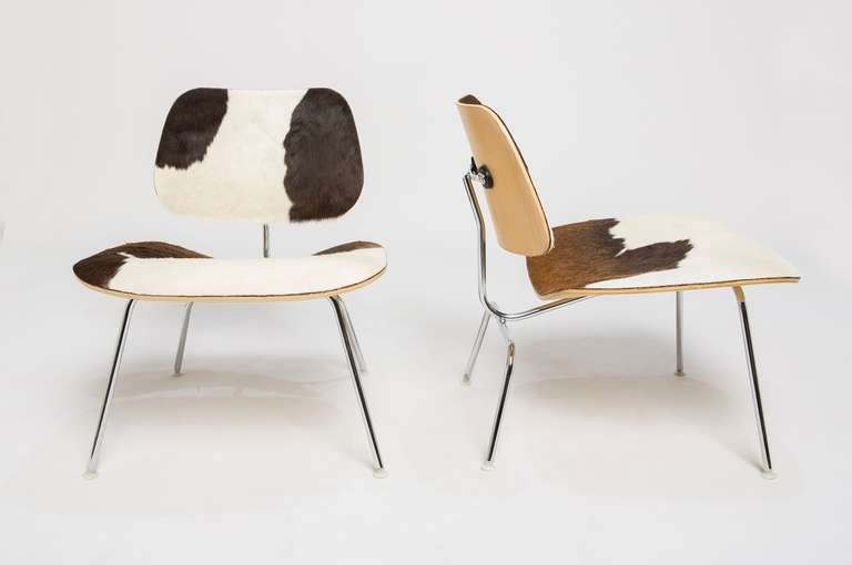 American Charles & Ray Eames for Herman Miller DCM Cowhide Chairs For Sale