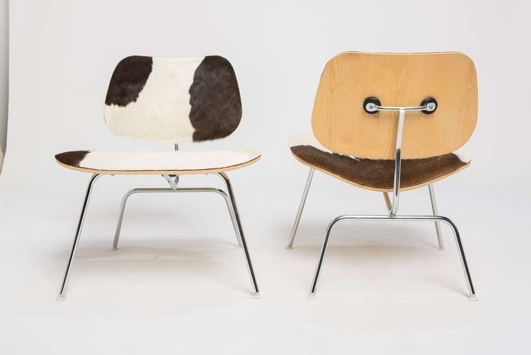 Charles & Ray Eames for Herman Miller DCM Cowhide Chairs In Good Condition For Sale In Chicago, IL