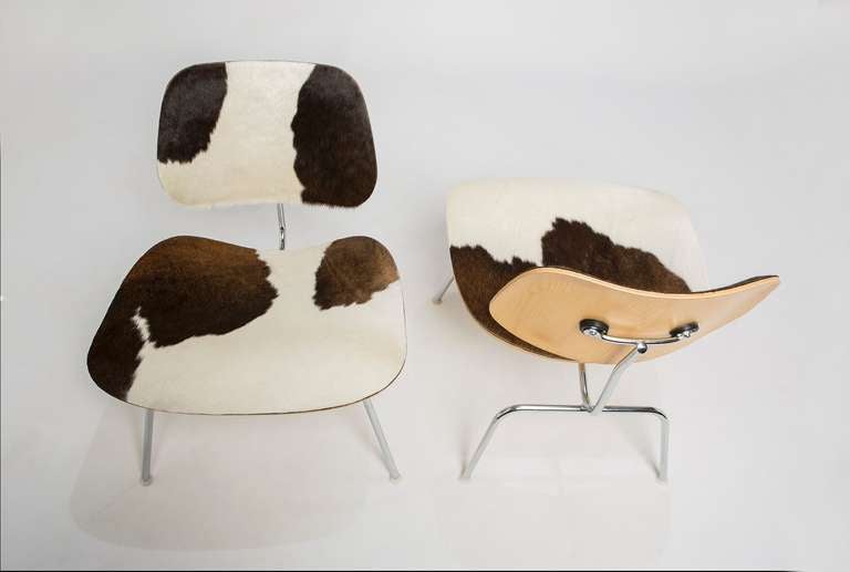 Late 20th Century Charles & Ray Eames for Herman Miller DCM Cowhide Chairs For Sale