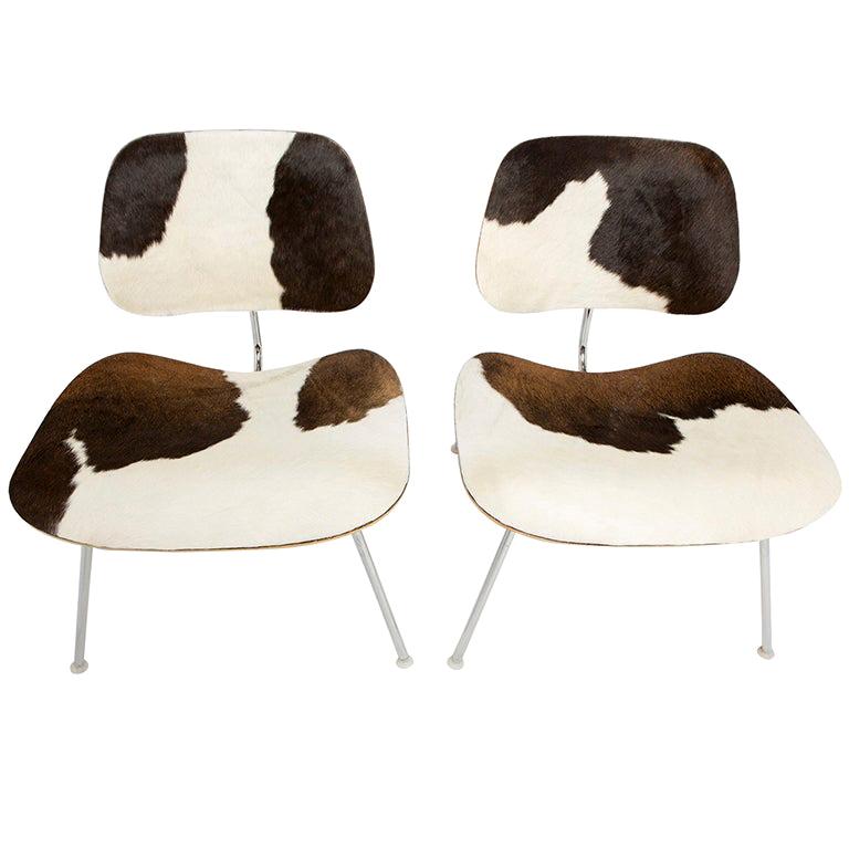 Charles & Ray Eames for Herman Miller DCM Cowhide Chairs For Sale