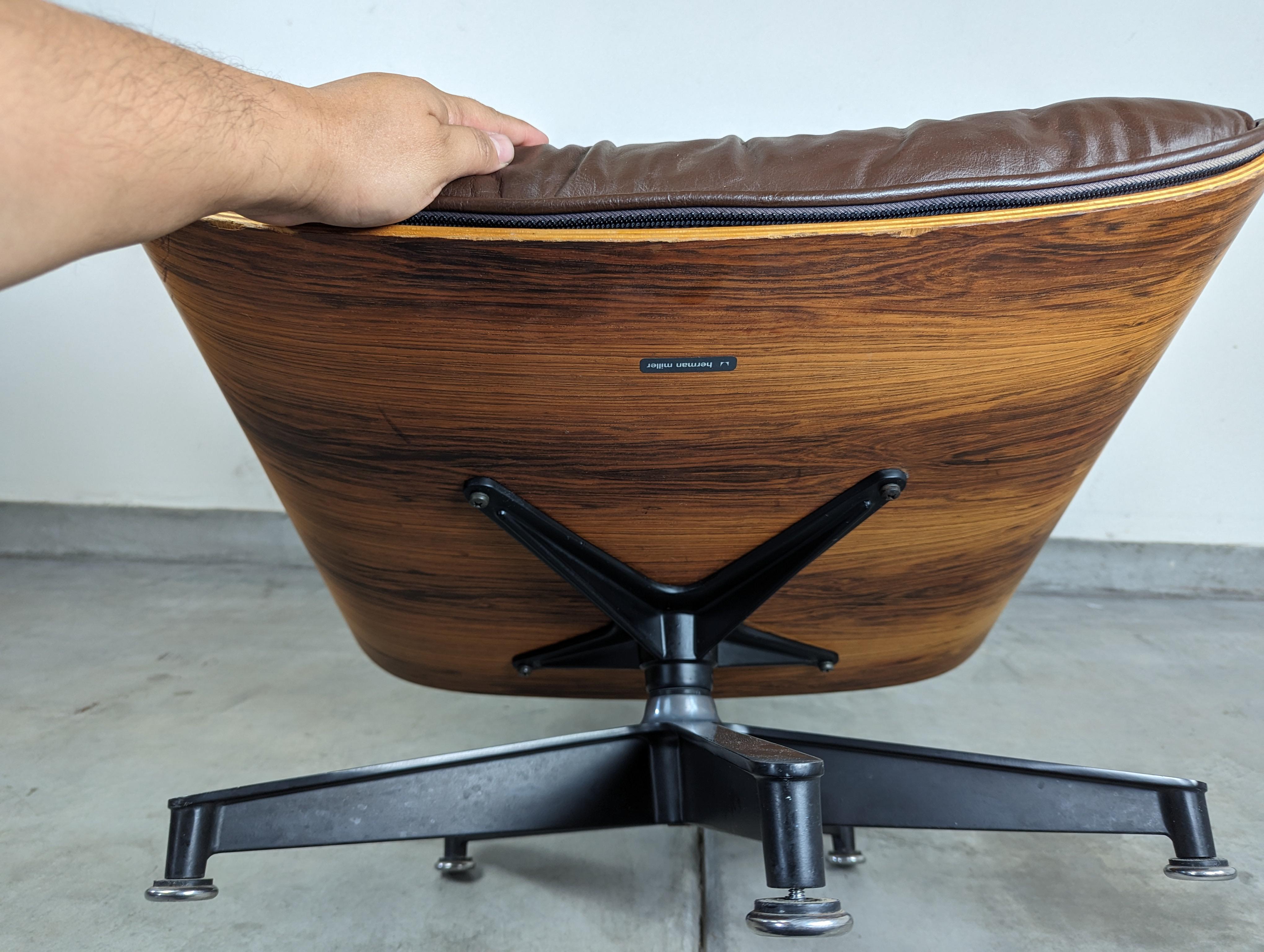 Charles & Ray Eames for Herman Miller Rosewood & Leather Lounge Chair, c1970s For Sale 8