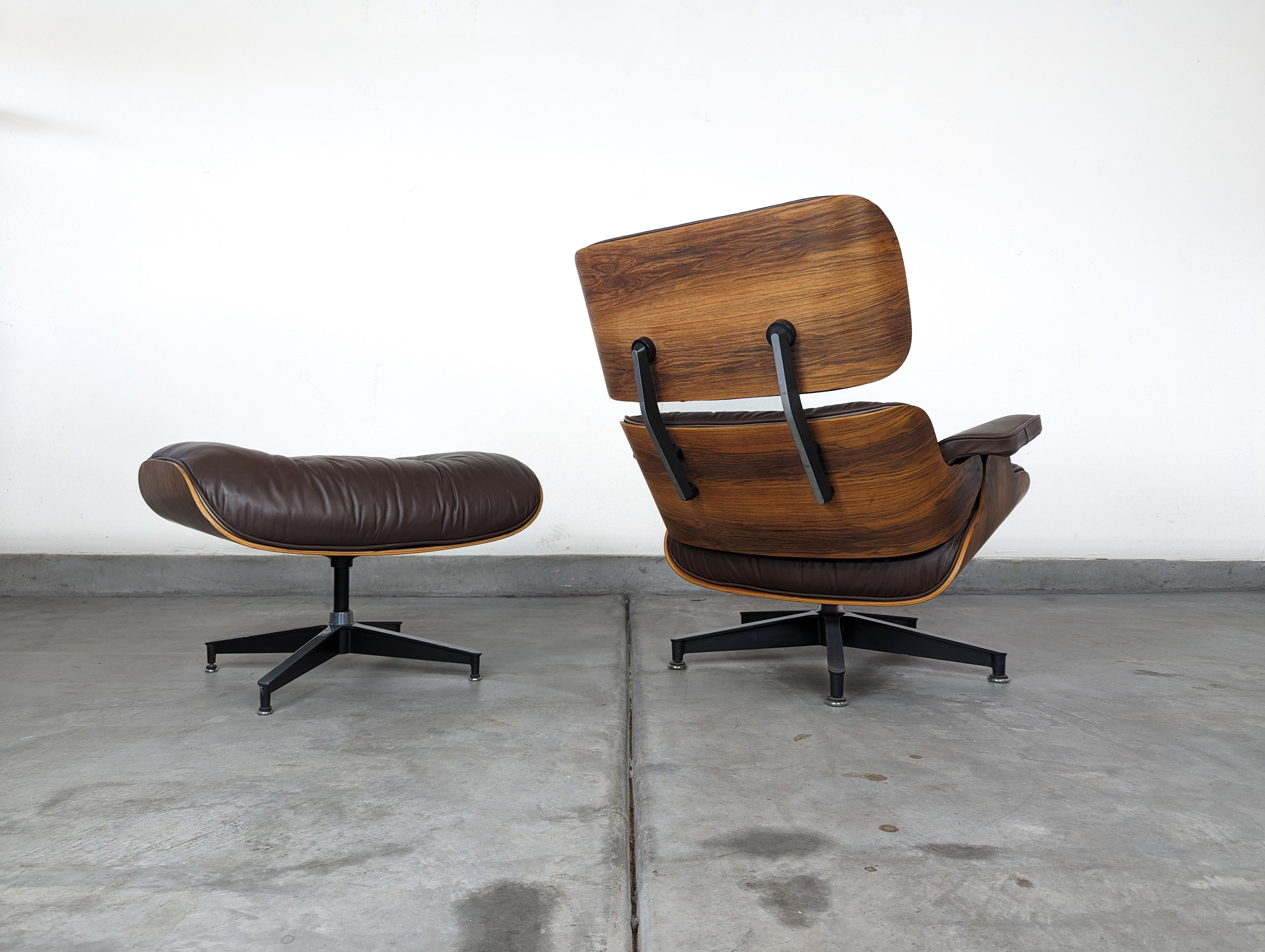 Charles & Ray Eames for Herman Miller Rosewood & Leather Lounge Chair, c1970s In Good Condition For Sale In Chino Hills, CA