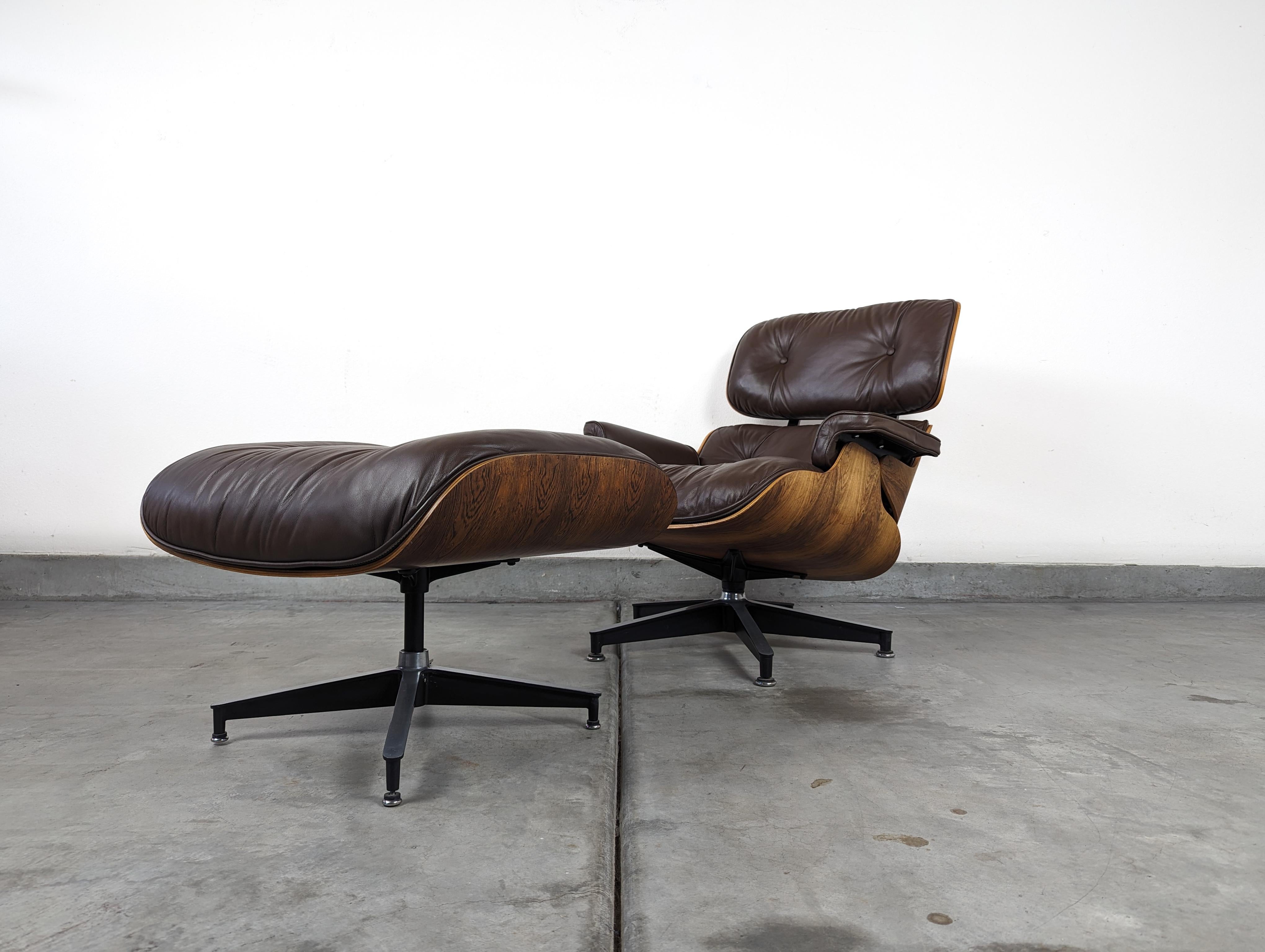 Chaise longue Charles & Ray Eames pour Herman Miller en bois de rose et cuir, vers 1970 en vente 1