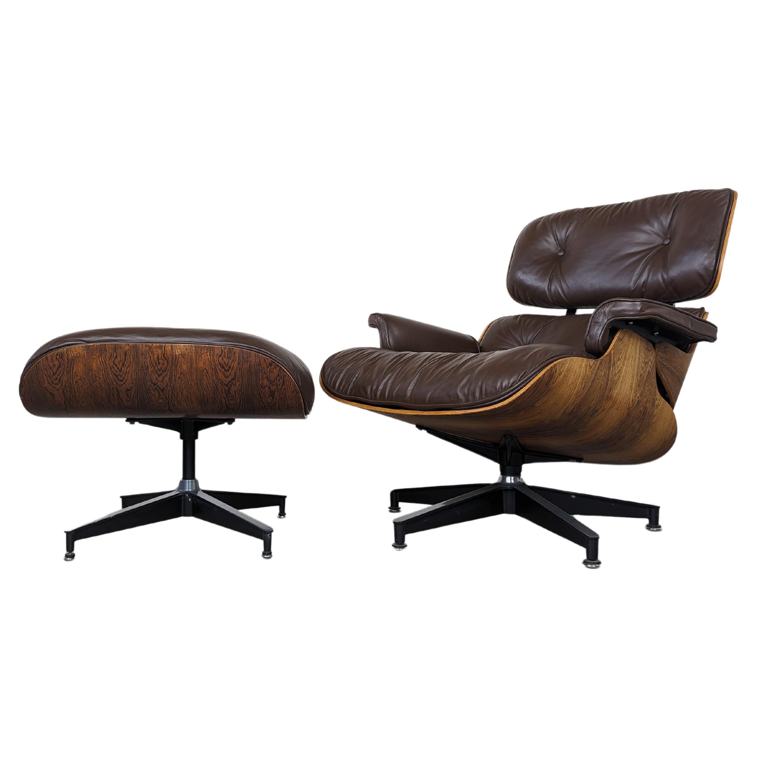 Charles & Ray Eames für Herman Miller, Loungesessel aus Rosenholz und Leder, ca. 1970er Jahre