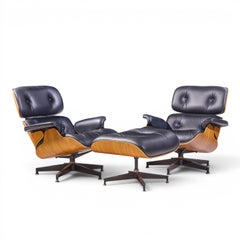 Charles & Ray Eames for Herman Miller Walnut Lounge Chairs - Pair with Ottoman