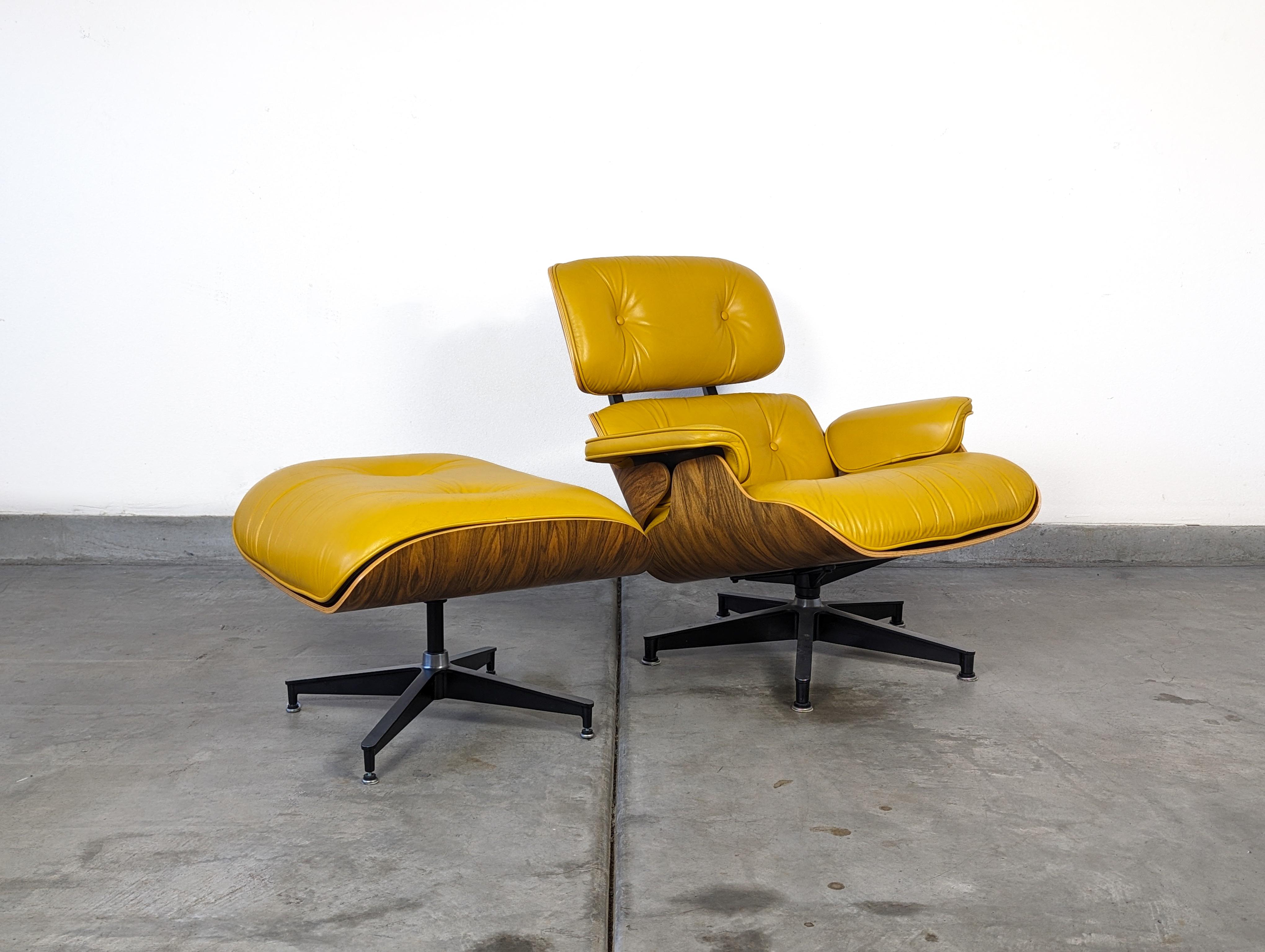 American Charles & Ray Eames for Herman Miller Yellow Leather Lounge Chair, 2008