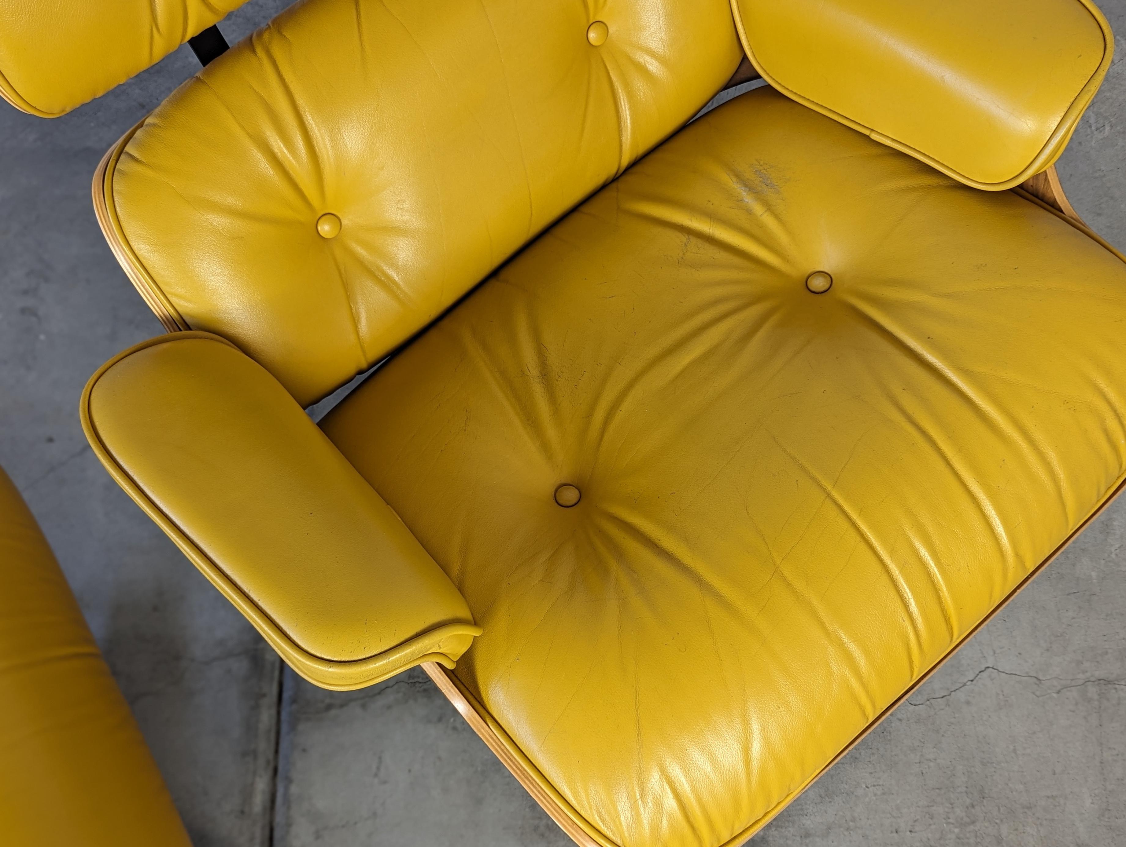 Charles & Ray Eames for Herman Miller Yellow Leather Lounge Chair, 2008 In Good Condition In Chino Hills, CA