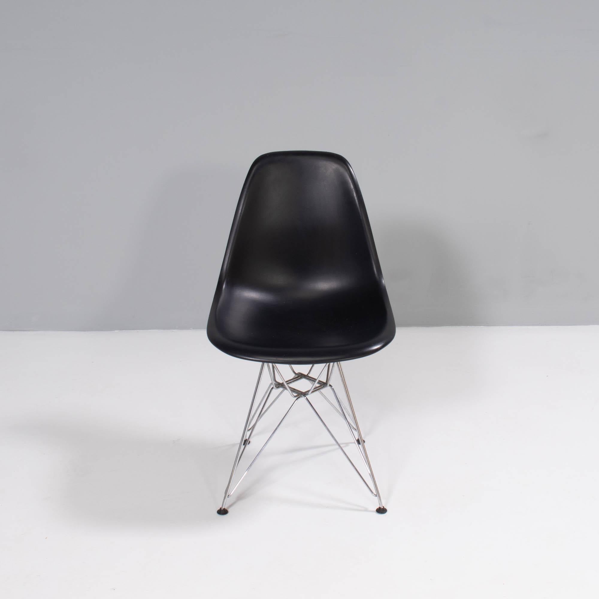 Charles & Ray Eames for Vitra Black DSR Dining Chairs, Set of 3 In Distressed Condition In London, GB