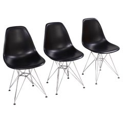 Charles & Ray Eames for Vitra Black DSR Dining Chairs, Set of 3