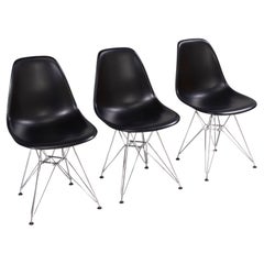 Charles & Ray Eames für Vitra Schwarze DSR-Esszimmerstühle, 3er-Set