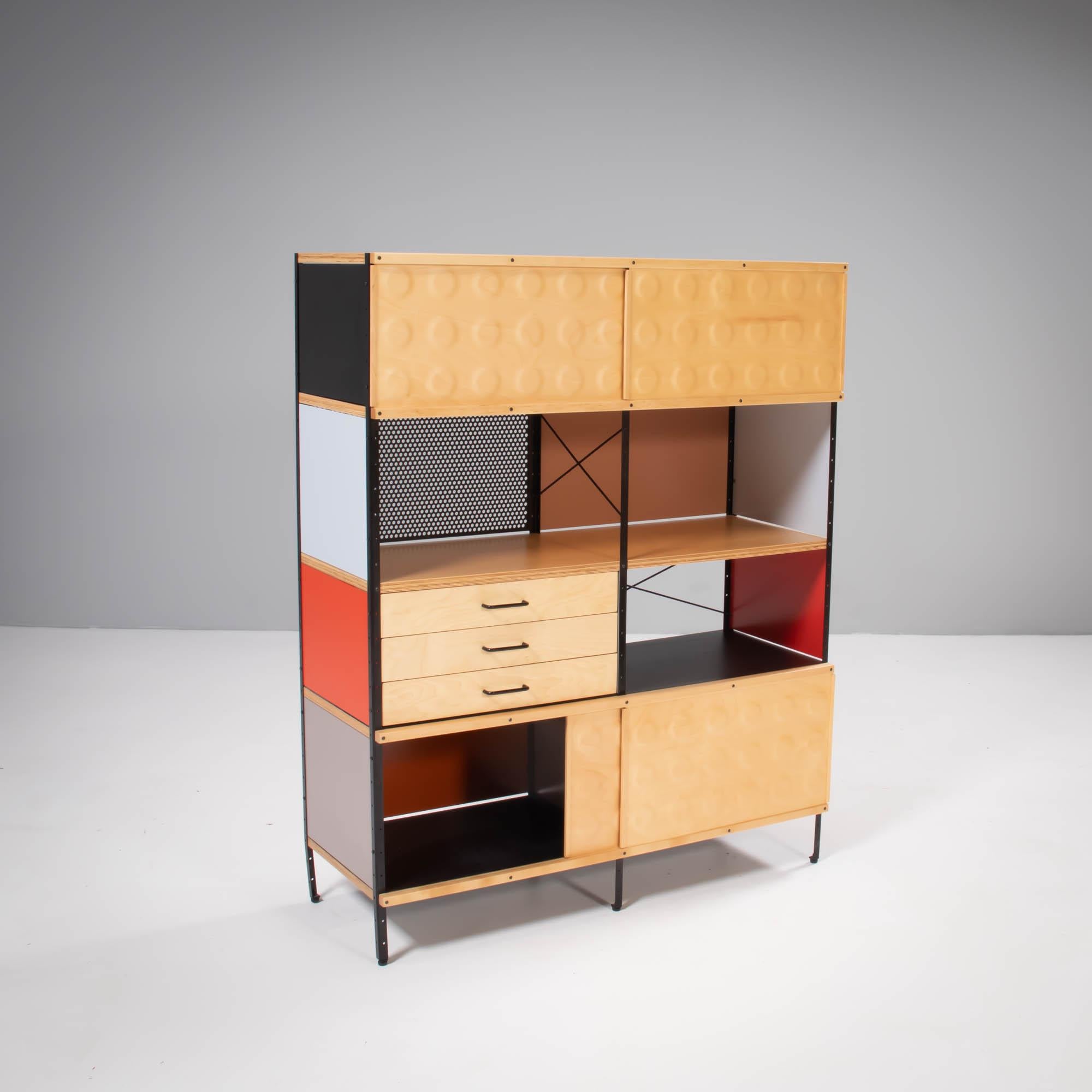 Originally designed by Charles and Ray Eames in 1949 and manufactured by Herman Miller between 1950-1955, the Eames Storage Unit was brought back into production in the 1990s.

The Modular storage unit has an industrial aesthetic, constructed from