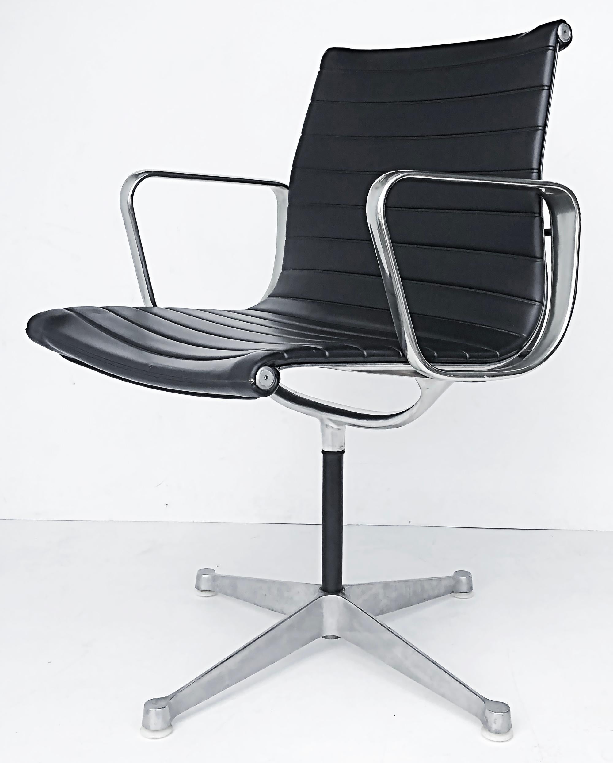  Eames Herman Miller EA108 Aluminum Group Swivel Chairs, Leather For Sale 1
