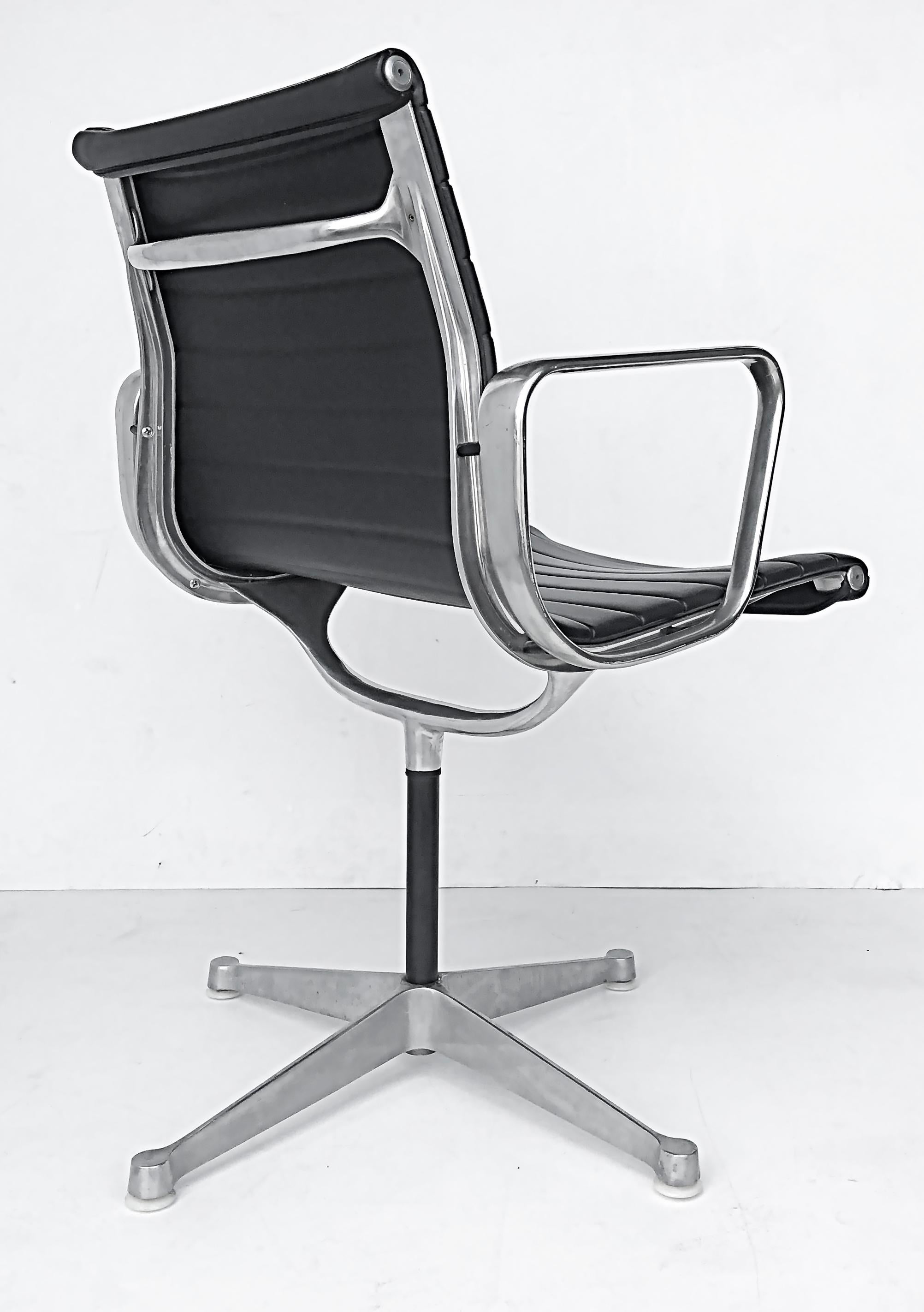  Eames Herman Miller EA108 Aluminum Group Swivel Chairs, Leather For Sale 2