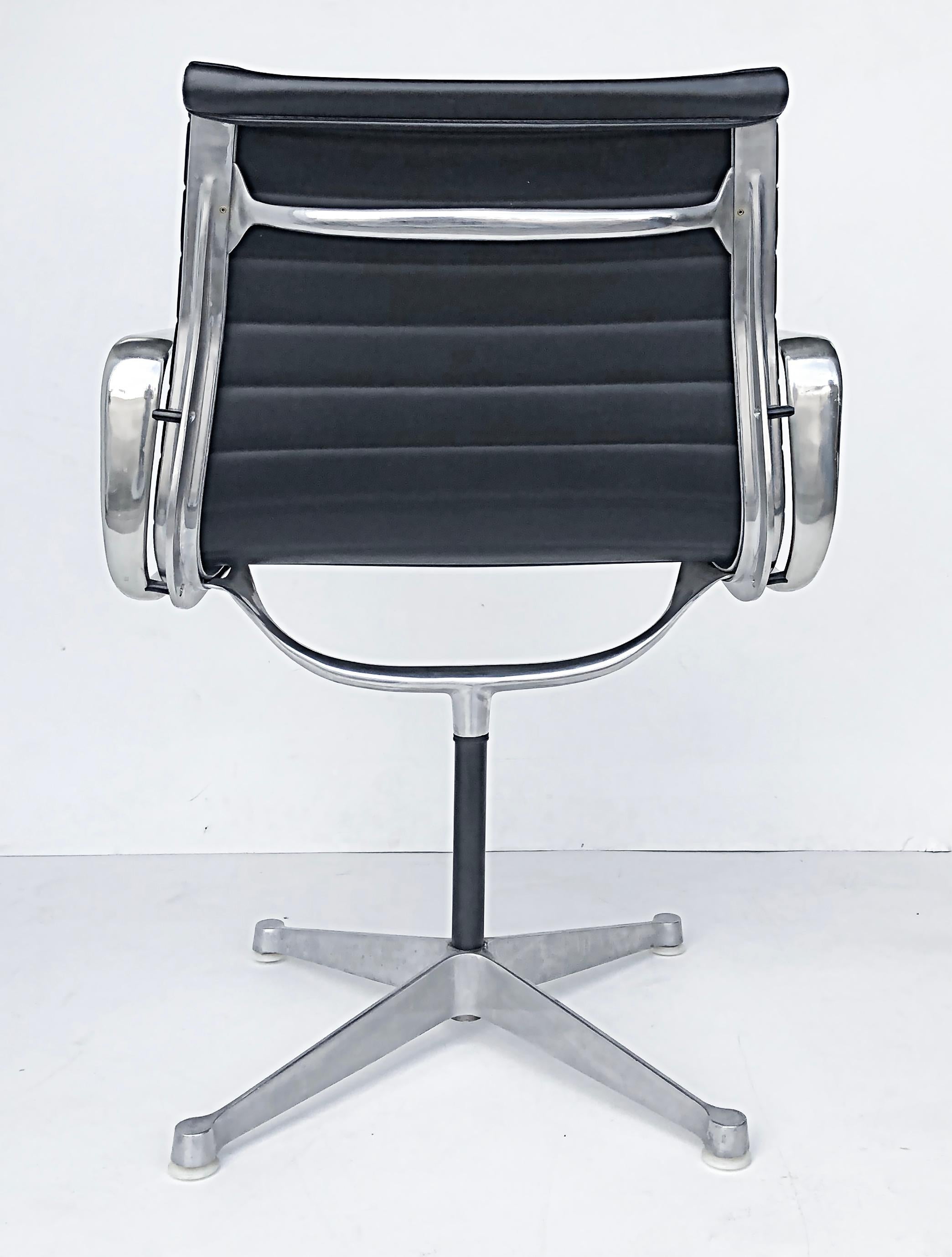  Eames Herman Miller EA108 Aluminum Group Swivel Chairs, Leather For Sale 3