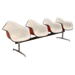 Charles & Ray Eames Herman Miller Tandem 4 Seat Fiberglass Shell Chair Bench