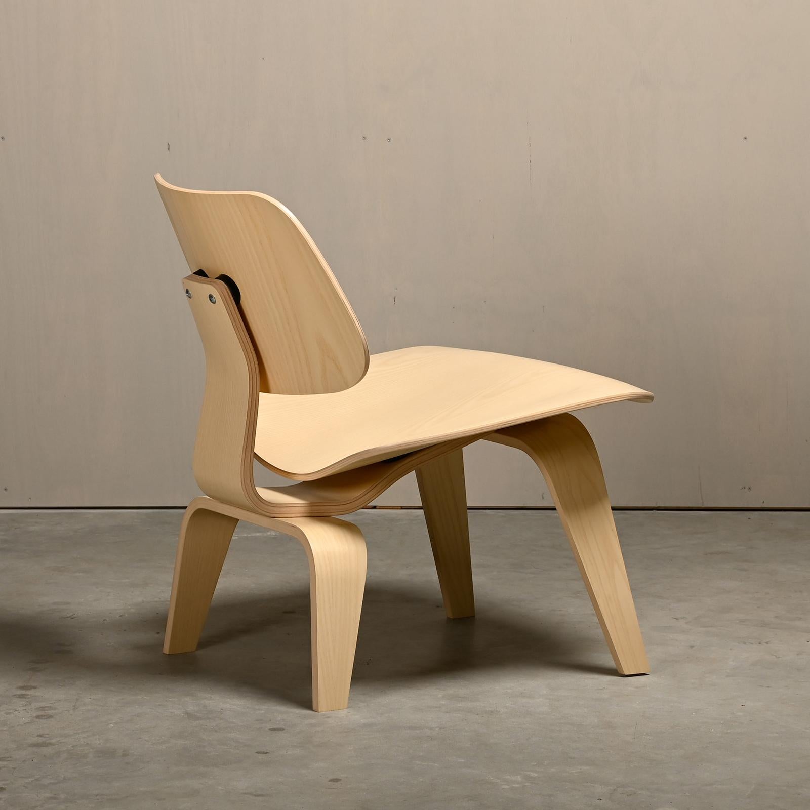 Cast Charles & Ray Eames LCW White Ash Lounge Chair for Herman Miller