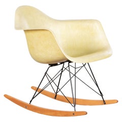 Vintage Charles & Ray Eames Lemon Yellow Rar Rocking Armchair by Herman Miller, 1952