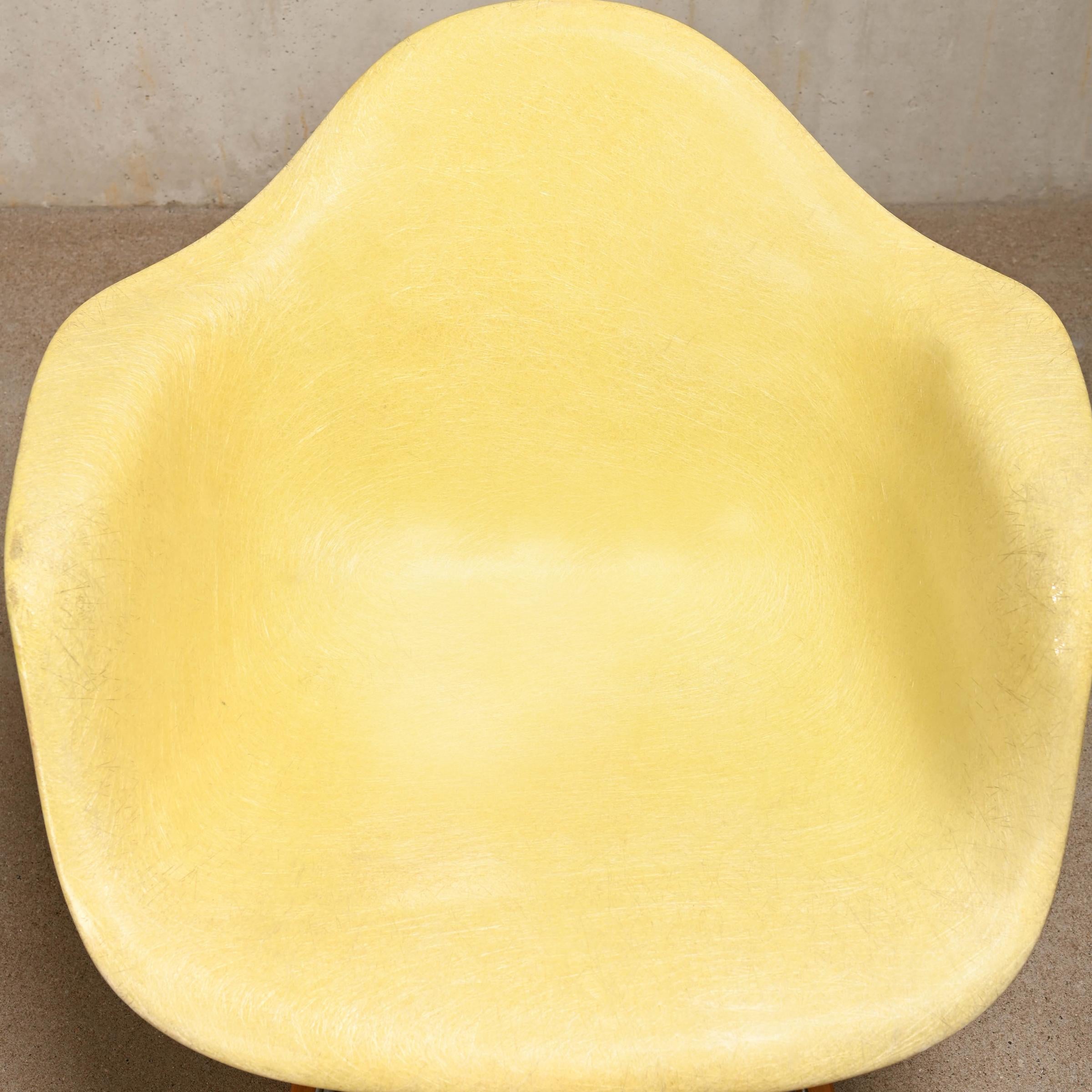 Mid-20th Century Charles & Ray Eames Lemon Yellow RAR Rocking Armchair by Herman Miller