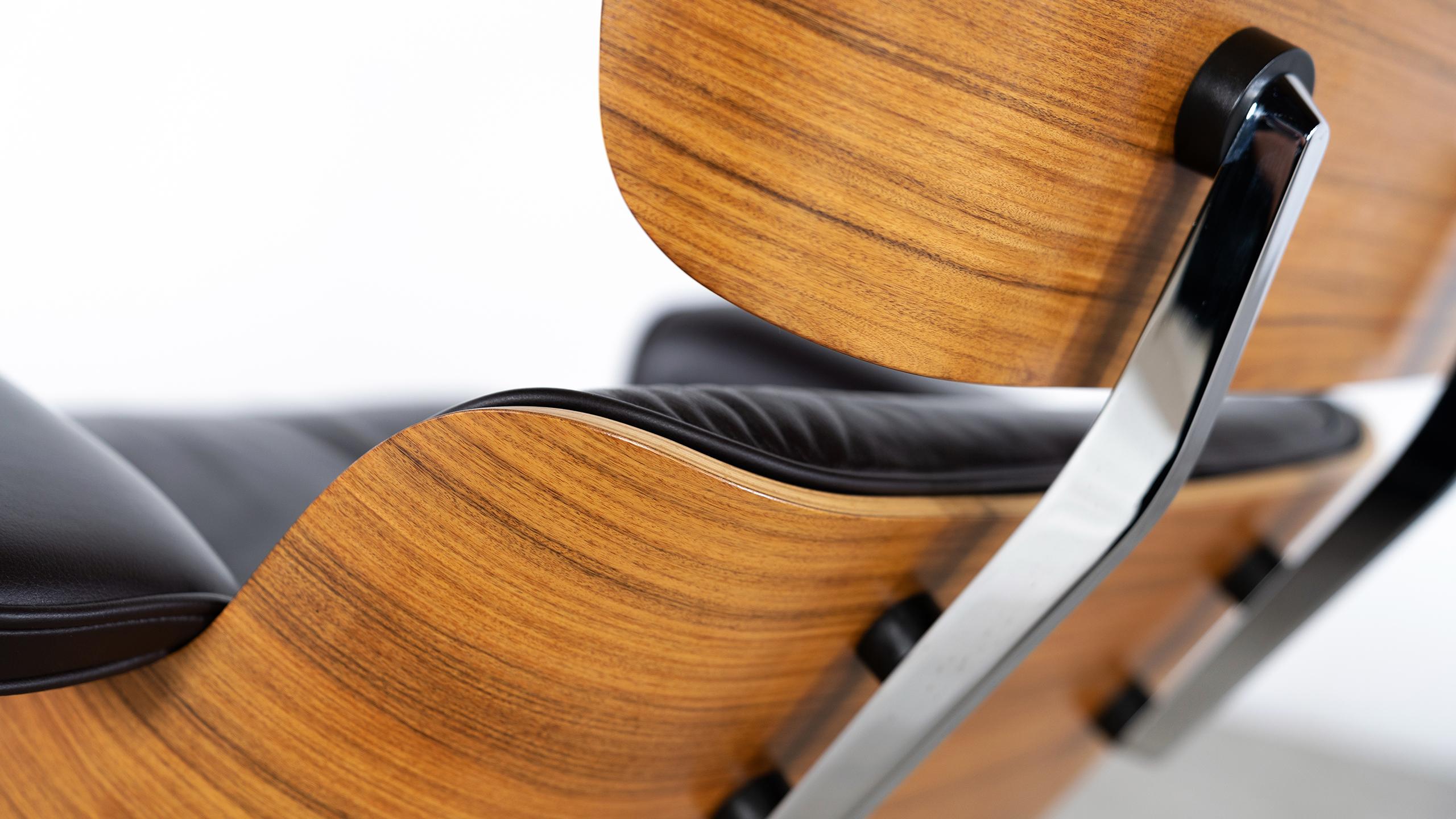 Charles Ray Eames fauteuil de salon ottoman Vitra certifié bois de rose chromé en vente 6