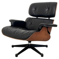 Charles & Ray Eames Lounge Clair in Brown Walnut and Black Leather, 1997