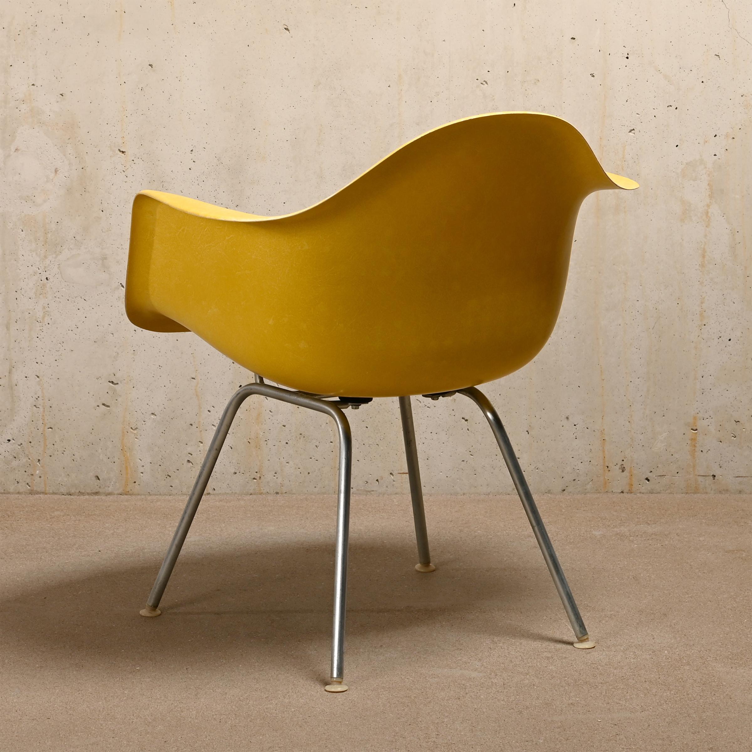 Molded Charles & Ray Eames Max Armchair in Canary Yellow Fiberglass for Herman Miller