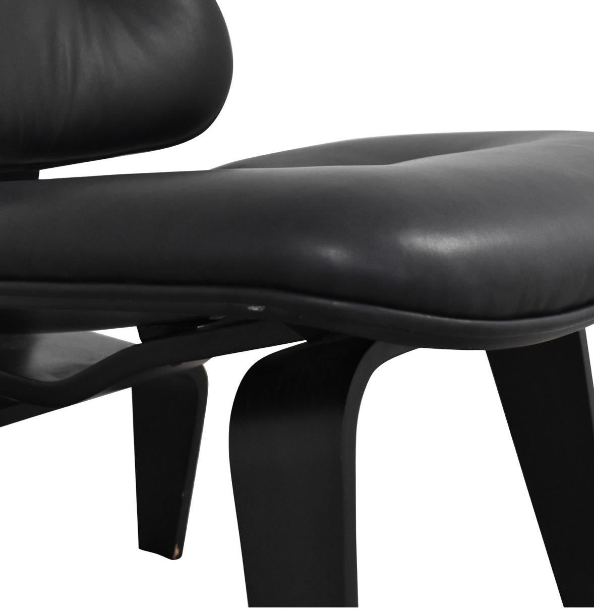American Charles, Ray Eames Molded Plywood Chair, Black Birch and Leather, Herman Miller