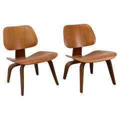 Vintage Charles Ray Eames Pair Evans Production LCW Lounge Chairs 