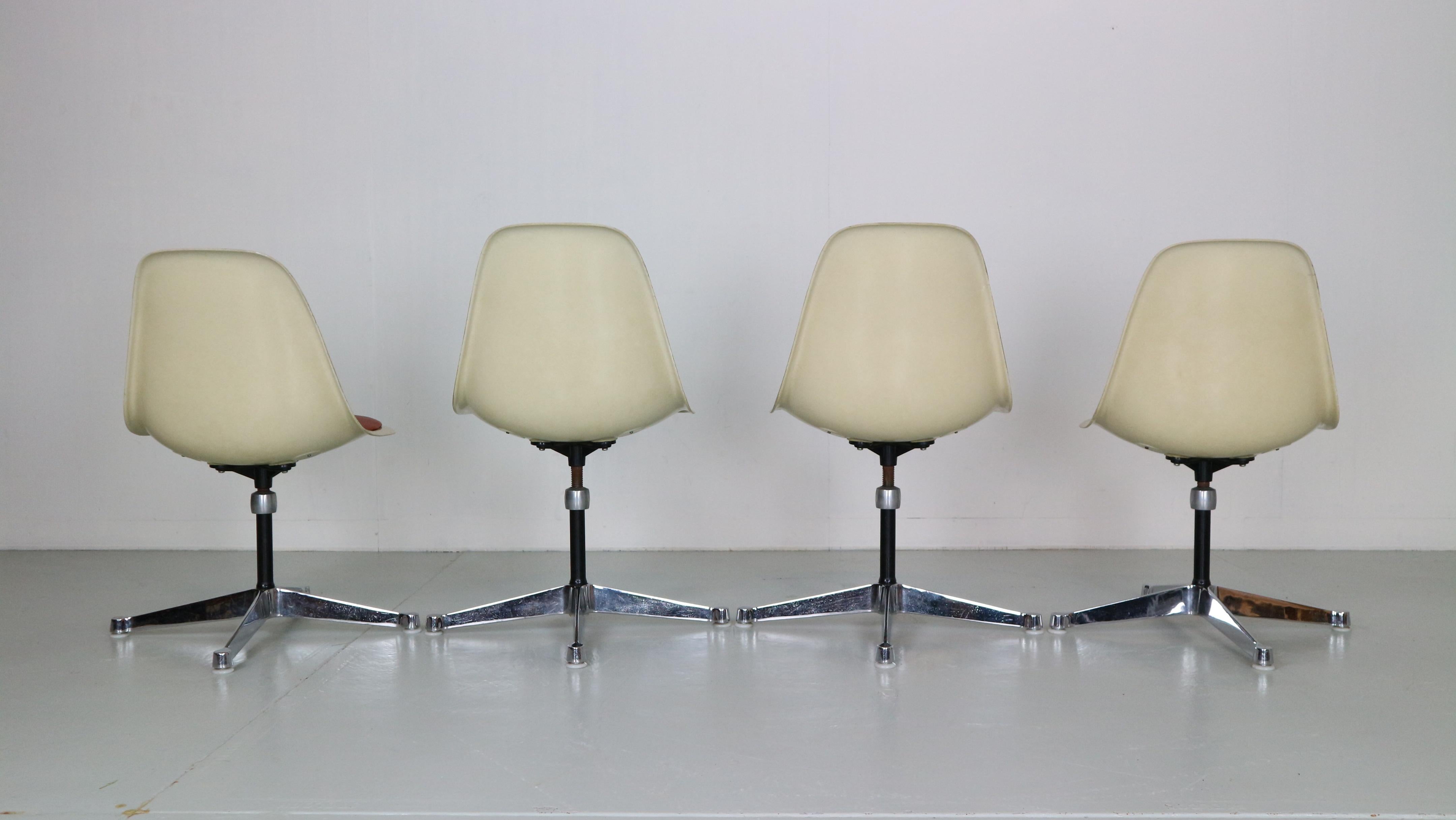 Metal Charles & Ray Eames Set Of 4 Contract Base Chairs For Herman Miller, 1960